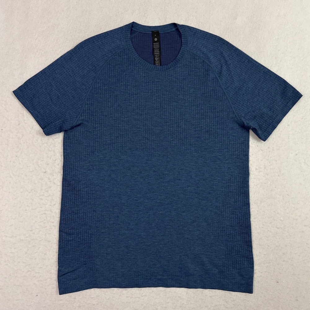 Lululemon Metal Vent Tech Mens Medium Blue Short Sleeve Workout Shirt LM3FG2S